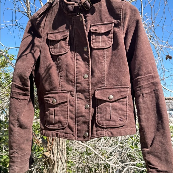 Abercrombie & Fitch Vintage Military-Style Utility Jacket Brown Women’s M New - Picture 11 of 13